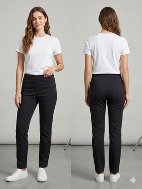 Everlane Side Zip Pants Womens 10 Black Stretch Comfort Waist Crop Trouser